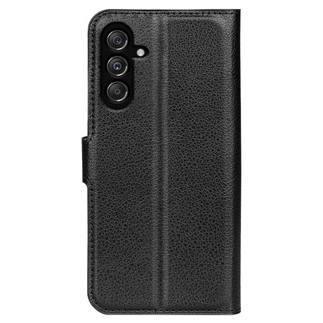 Samsung Galaxy M34 (5G) / F34 (5G) Litchi Leather Flip Cover m. Lommebok - Svart