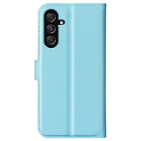Samsung Galaxy M34 (5G) / F34 (5G) Litchi Leather Flip Cover m. Lommebok - Lyseblå