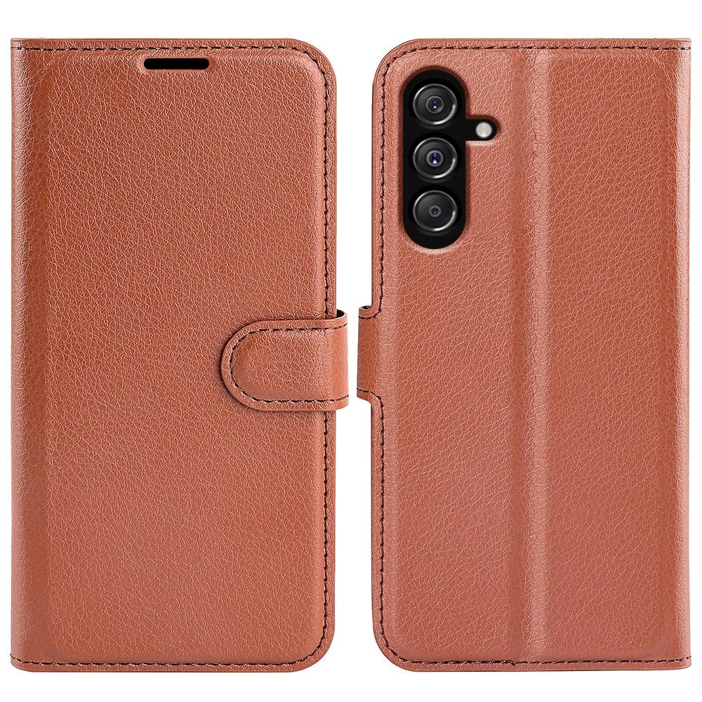 Samsung Galaxy M34 (5G) / F34 (5G) Litchi Leather Flip Cover m. Lommebok - Brun