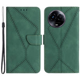 Realme 11 5G Mønstret Læder Flip Cover m. Pung & Strop - Grøn
