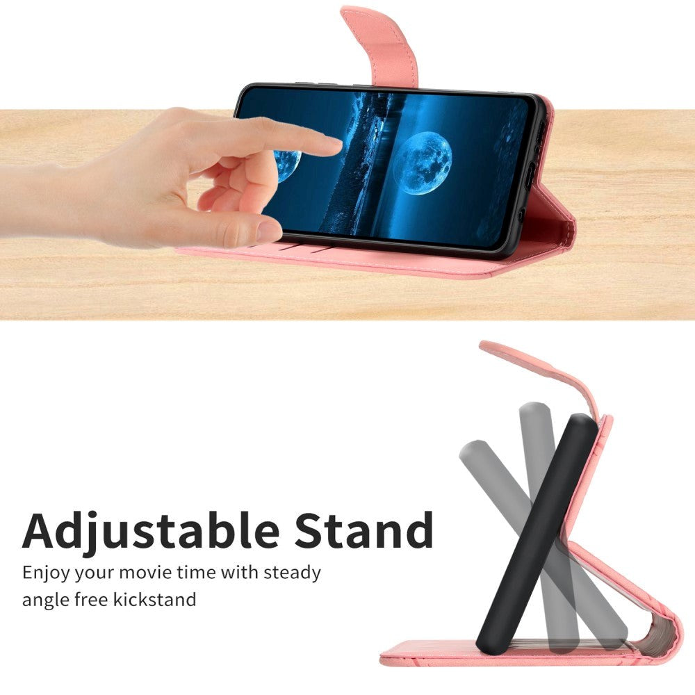 Realme 11 5G mønstret flippdeksel i skinn m. Lommebok og stropp - Rosa