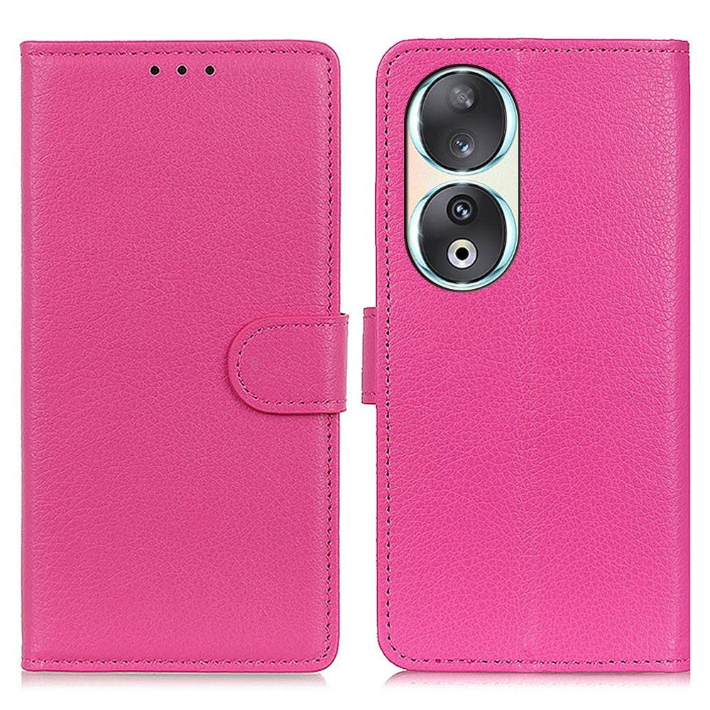 Honor 90 Litchi Leather Flip Cover m. Lommebok - Rosa