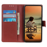 Motorola Moto G14 Litchi Leather Flip Cover m. Lommebok - Brun