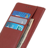 Motorola Moto G14 Litchi Leather Flip Cover m. Lommebok - Brun