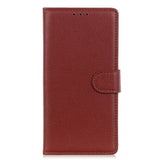 Motorola Moto G14 Litchi Leather Flip Cover m. Lommebok - Brun
