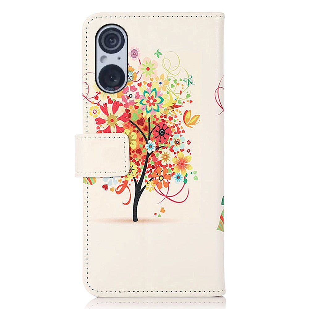 Sony Xperia 5 V Leather Flip Cover m. Lommebok - Red Wood