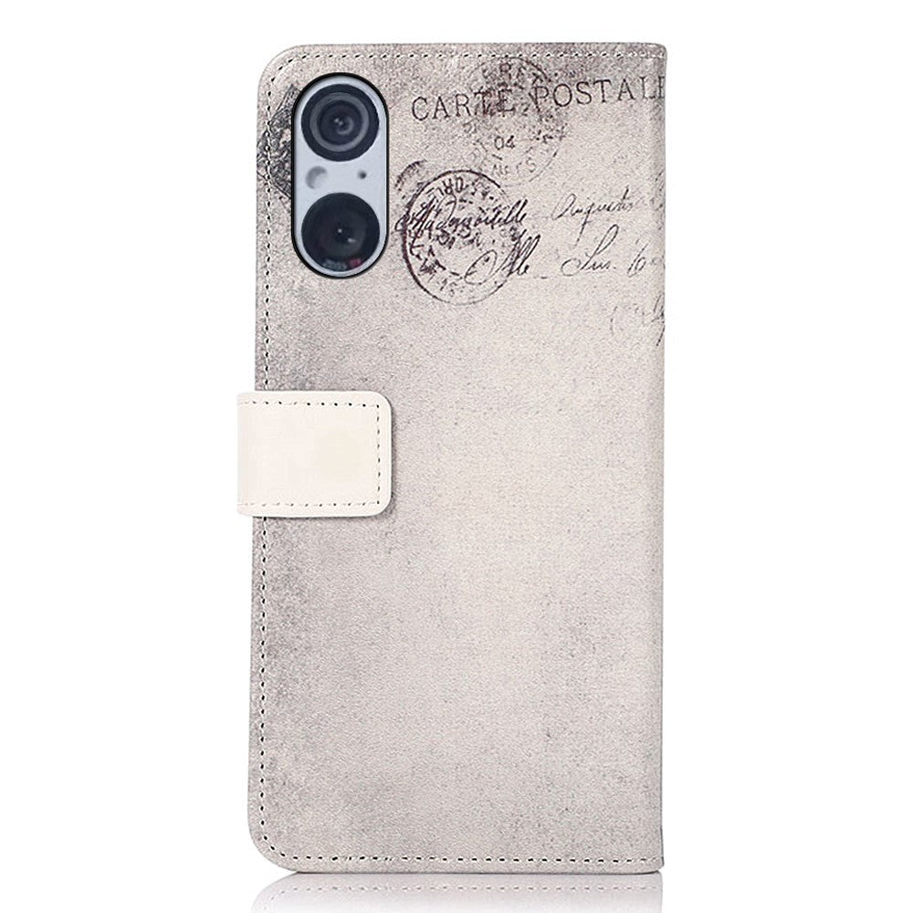 Sony Xperia 5 V Leather Flip Cover m. Lommebok - Cat w. Hjerte