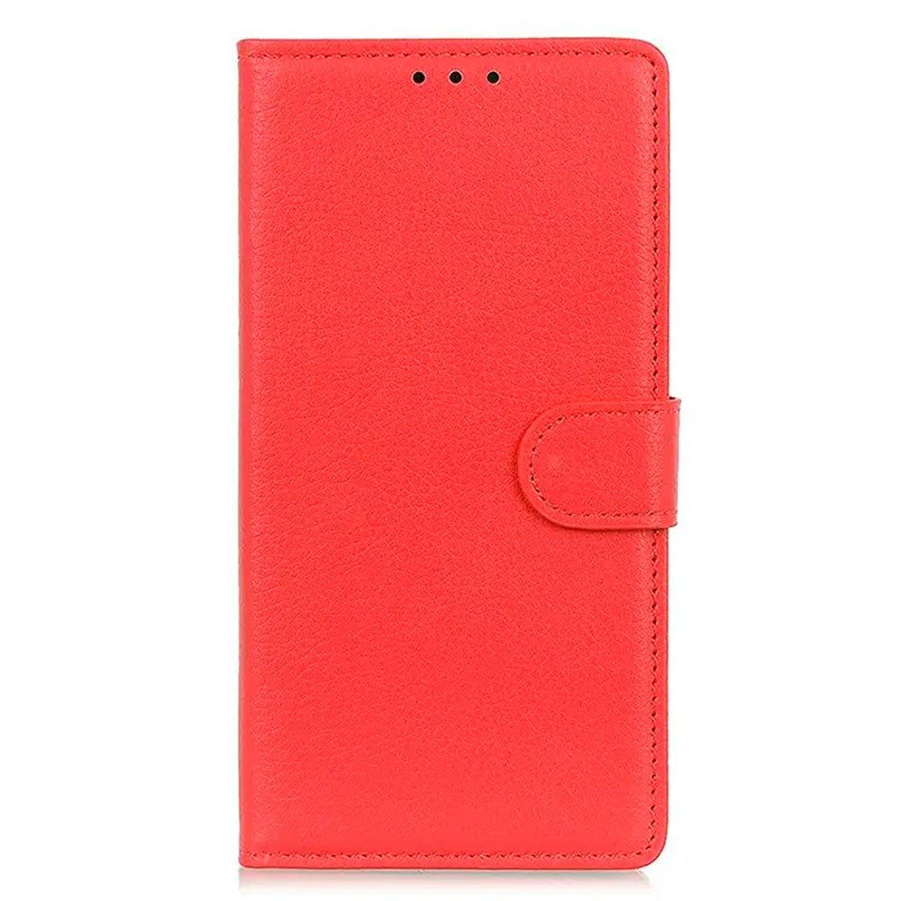 Sony Xperia 5 V Litchi Leather Flip Cover m. Lommebok - Rød