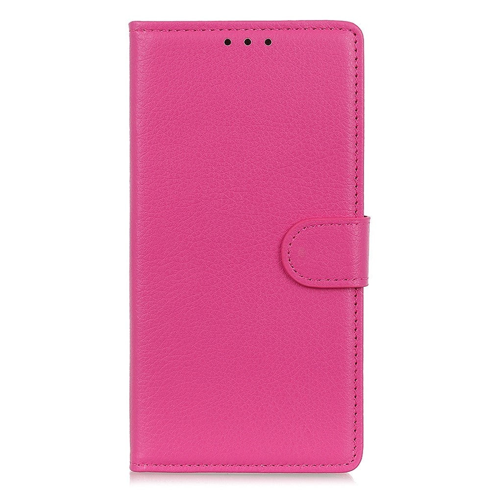 Sony Xperia 5 V Litchi Leather Flip Cover m. Lommebok - Rosa