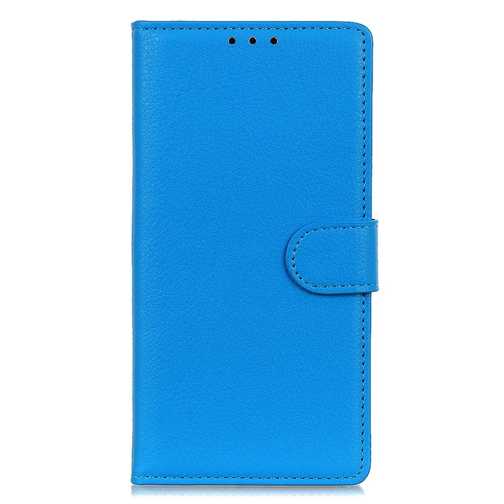 Sony Xperia 5 V Litchi Leather Flip Cover m. Lommebok - Blå