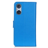 Sony Xperia 5 V Litchi Leather Flip Cover m. Lommebok - Blå