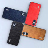 Sony Xperia 5 V Litchi lærbelagt plastbakdeksel - svart