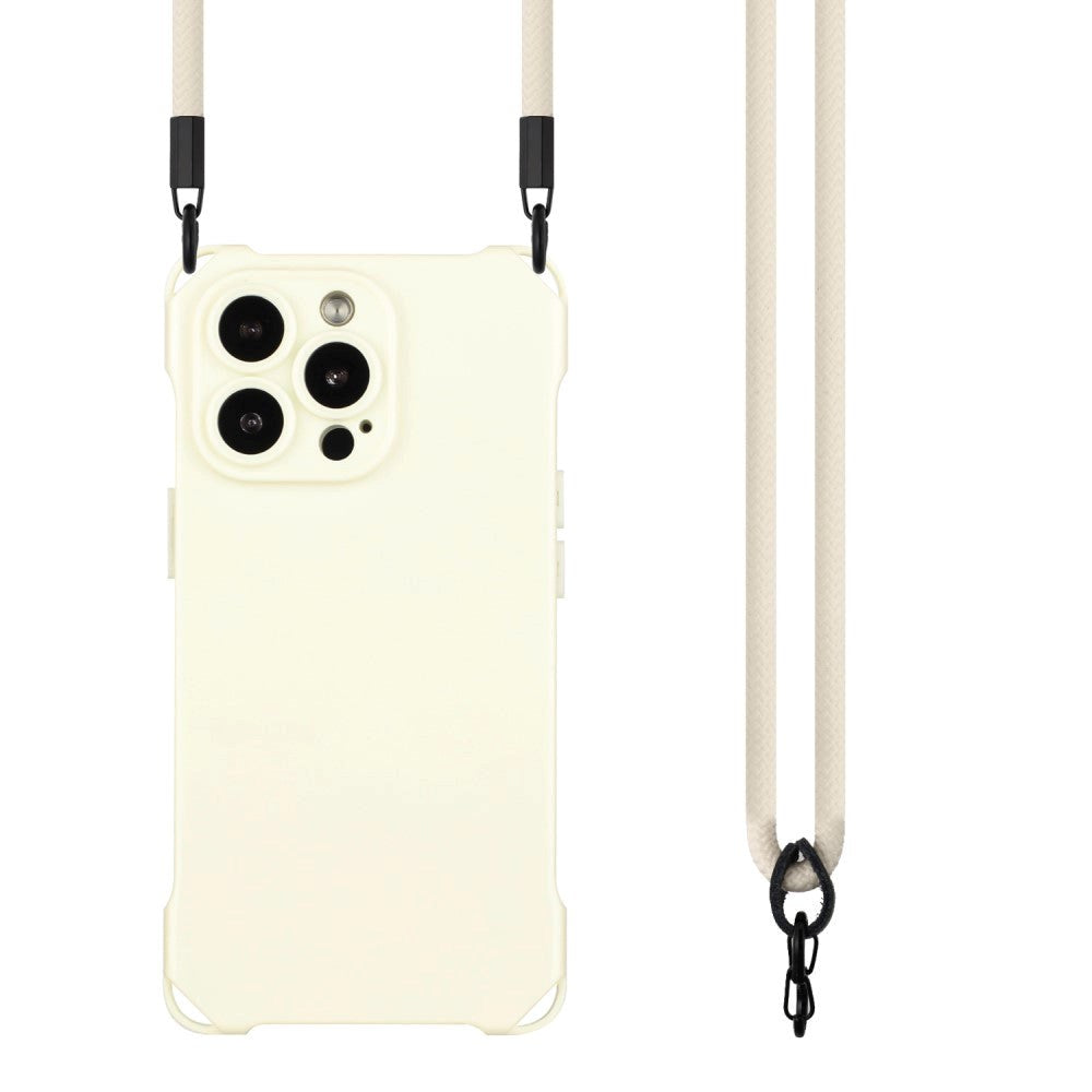 iPhone 15 Pro fleksibelt plastdeksel m. Skulderreim - Hvit