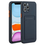 iPhone 15 Pro fleksibelt plastdeksel m. Kortholder - Mørk blå