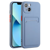 iPhone 15 Fleksibelt Plastik Bagside Cover m. Kortholder - Blå