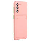 Samsung Galaxy S23 FE Fleksibelt Plastik Bagside Cover m. Kortholder - Lyserød