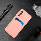 Samsung Galaxy S23 FE Fleksibelt Plastik Bagside Cover m. Kortholder - Lyserød