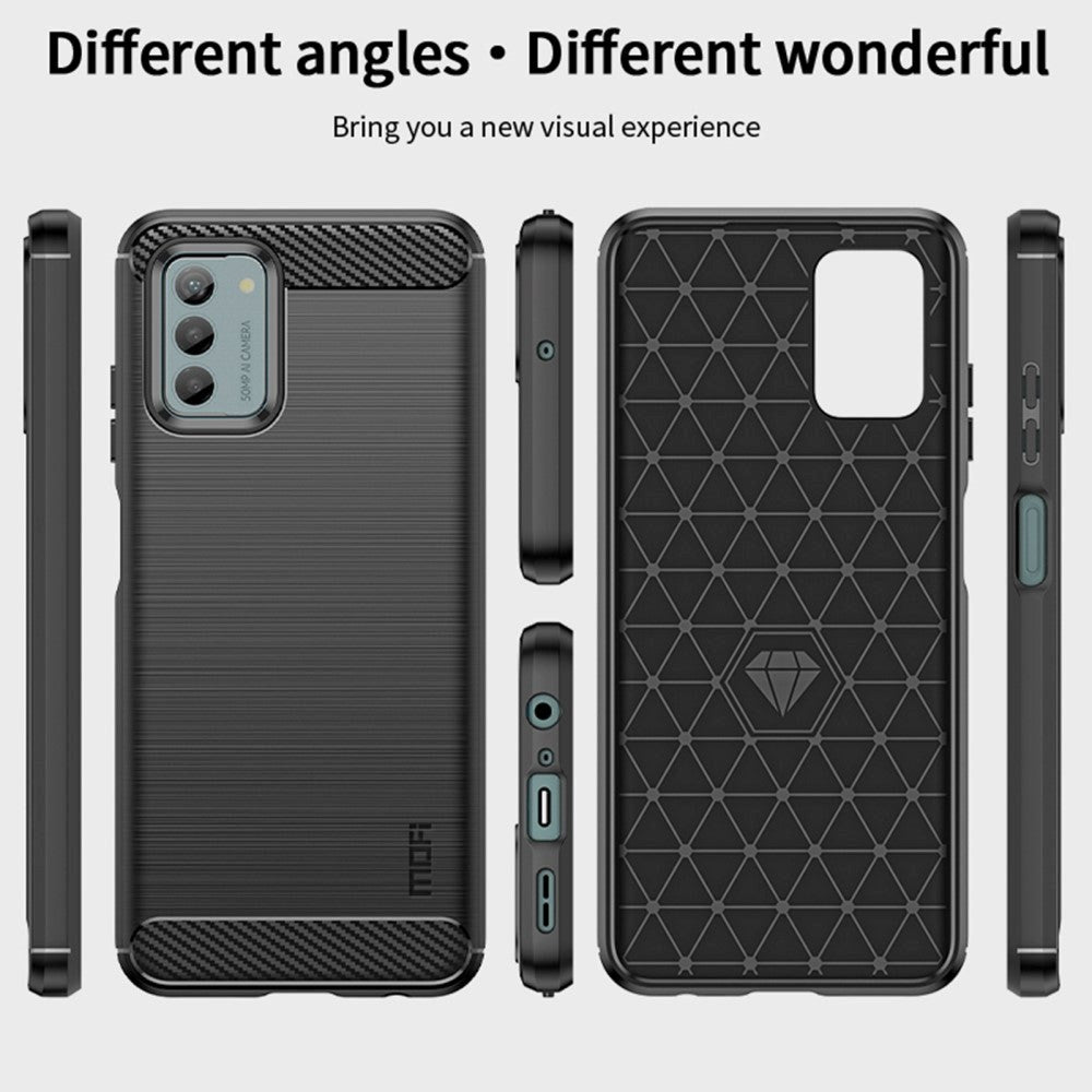 Nokia G42 Brushed Carbon Fiber Bagside Cover - Sort