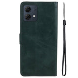 Motorola Moto G84 Leather Flip Cover m. Lommebok og stropp - Grønn