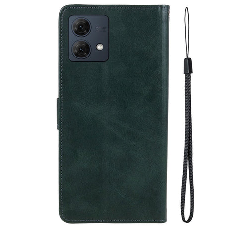 Motorola Moto G84 Leather Flip Cover m. Lommebok og stropp - Grønn
