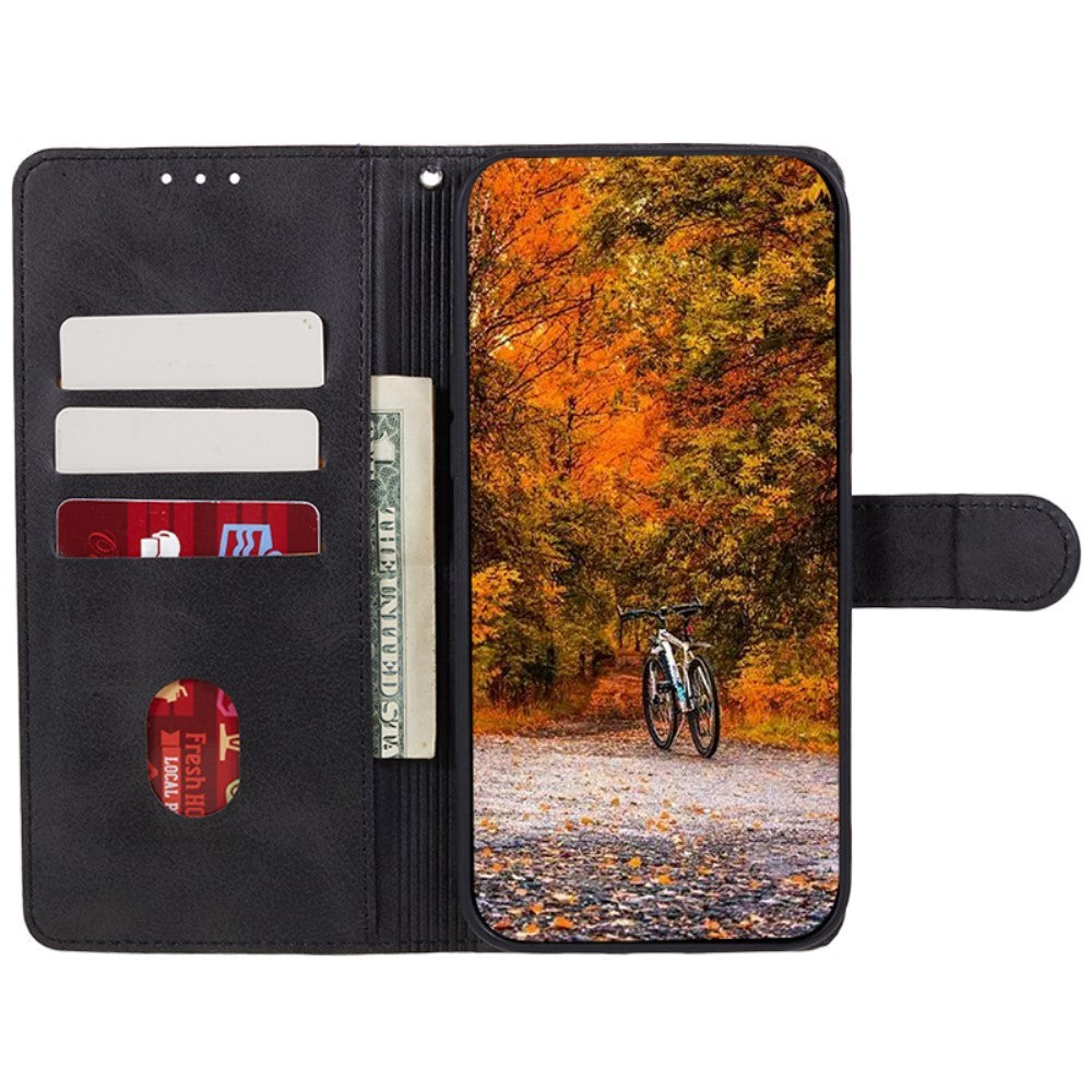 Motorola Moto G84 Leather Flip Cover m. Lommebok og stropp - Svart