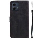 Motorola Moto G84 Leather Flip Cover m. Lommebok og stropp - Svart