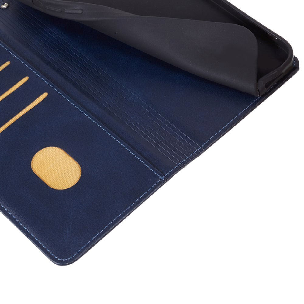 Motorola Moto G84 Leather Flip Cover m. Lommebok og stropp - blå