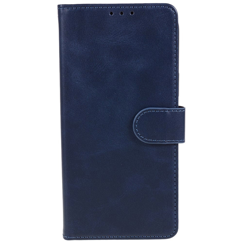 Motorola Moto G84 Leather Flip Cover m. Lommebok og stropp - blå