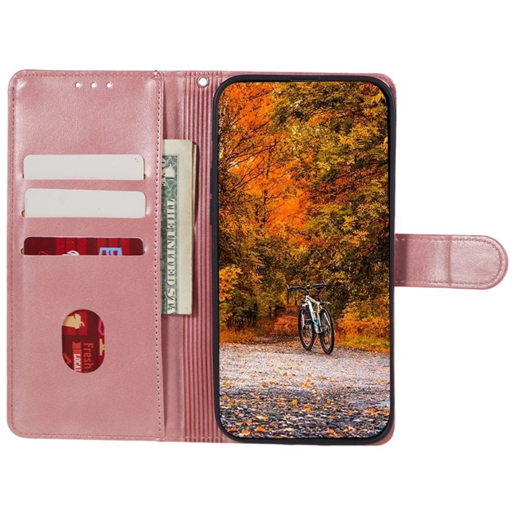 Motorola Moto G84 Læder Flip Cover m. Pung & Strop - Rose Gold