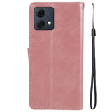 Motorola Moto G84 Læder Flip Cover m. Pung & Strop - Rose Gold