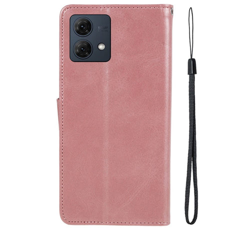 Motorola Moto G84 Leather Flip Cover m. Lommebok og stropp - Rose gull