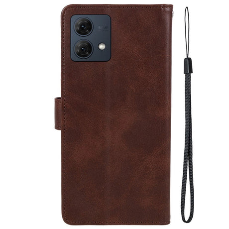 Motorola Moto G84 Leather Flip Cover m. Lommebok og stropp - brun