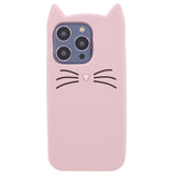 iPhone 14 Pro Silikon Bakdeksel m. 3D Cat - Rosa