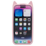 iPhone 14 Pro Silikon Bakdeksel m. 3D Cat - Rosa