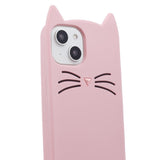 iPhone 13 silikon bakdeksel m. 3D Cat - Rosa