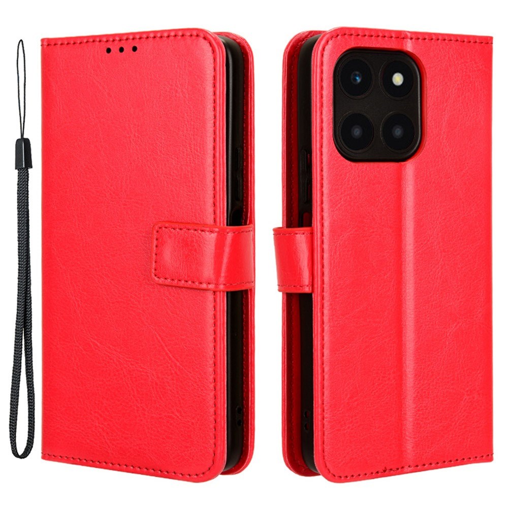 Honor X6a - EIDERWOOD Faux Leather Flip Cover m. Stropp - Rød