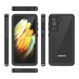 Vandtæt Hybrid Cover - Samsung Galaxy S21 - Indbygget Skærmbeskyttelsesfilm - Gennemsigtig / Sort