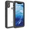 Vandtæt Hybrid Cover - iPhone XR - Indbygget Skærmbeskyttelsesfilm - Gennemsigtig / Sort