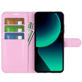 Xiaomi 13T / 13T Pro Litchi Leather Flip Cover m. Lommebok - Rosa