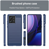 Motorola Edge 40 Neo Brushed Carbon Plastik Bagside Cover - Blå