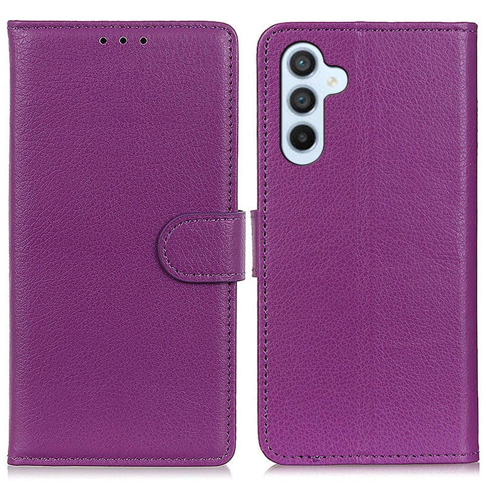 Samsung Galaxy A05s Litchi Leather Flip Cover m. Lommebok - Lilla