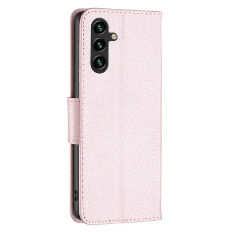 Samsung Galaxy A15 (5G) / A15 PU Litchi Leather Flip Cover m. Lommebok og stropp - Rose gull