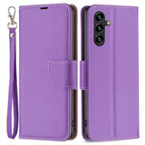Samsung Galaxy A15 (5G) / A15 PU Litchi Leather Flip Cover m. Lommebok og stropp - Lilla