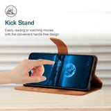 Motorola Edge 40 Neo Mønstret Læder Flip Cover m. Pung & Strop - Brun