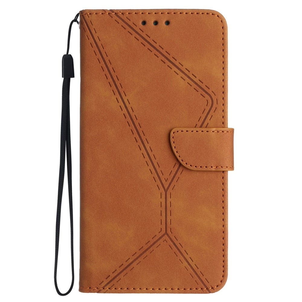 Motorola Edge 40 Neo Mønstret Læder Flip Cover m. Pung & Strop - Brun