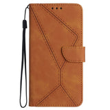 Motorola Edge 40 Neo Mønstret Læder Flip Cover m. Pung & Strop - Brun