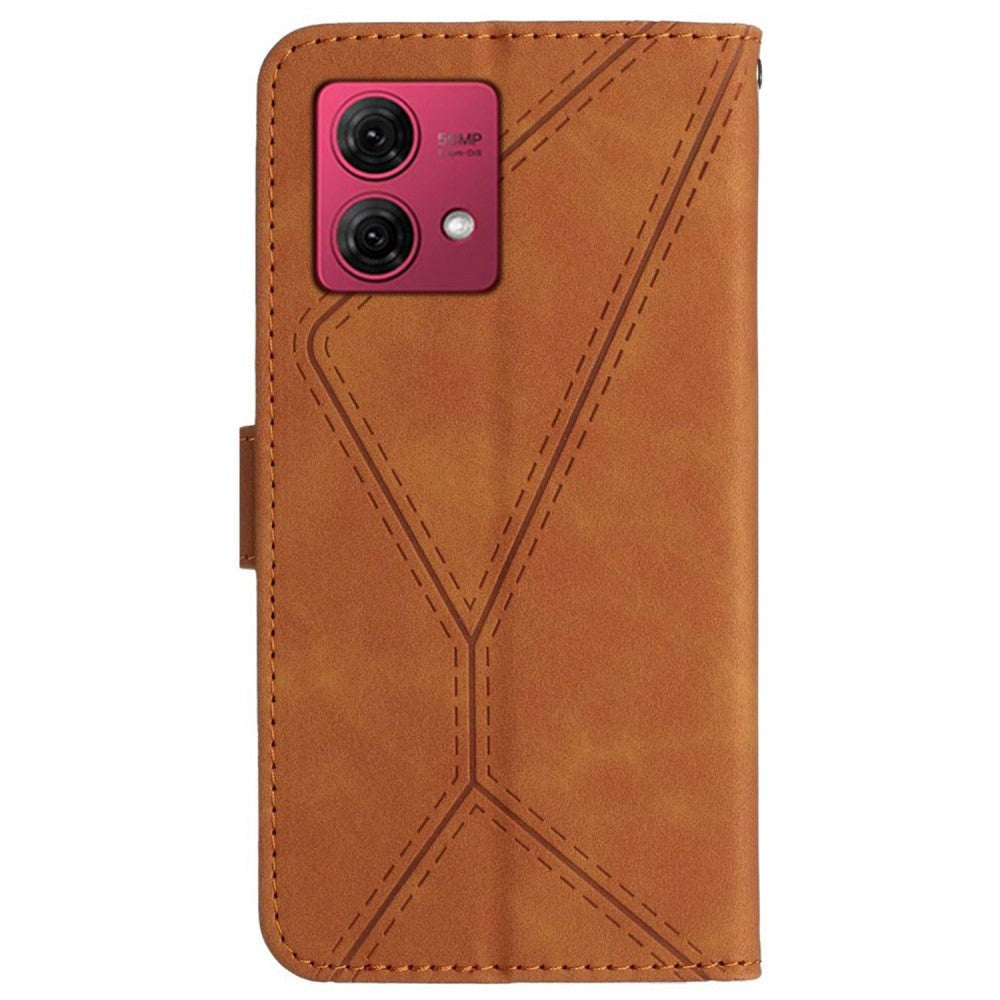 Motorola Edge 40 Neo Mønstret Læder Flip Cover m. Pung & Strop - Brun