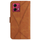 Motorola Edge 40 Neo Mønstret Læder Flip Cover m. Pung & Strop - Brun