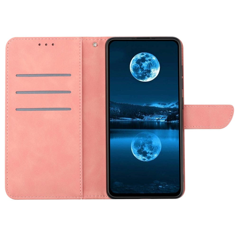Motorola Edge 40 Neo Mønstret Læder Flip Cover m. Pung & Strop - Lyserød
