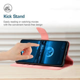 Motorola Edge 40 Neo Mønstret Læder Flip Cover m. Pung & Strop - Lyserød